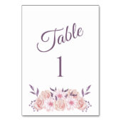 水彩桃色の花結婚の花 –  テーブルナンバー (裏面)