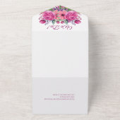 水彩桃色の花花束結婚の –  オールインワン招待状 (外側)