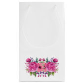 水彩桃色の花花束結婚の –  スモールペーパーバッグ (裏面)
