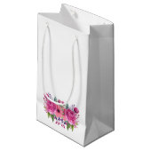 水彩桃色の花花束結婚の –  スモールペーパーバッグ (正面アングル)