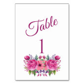 水彩桃色の花花束結婚の –  テーブルナンバー (裏面)