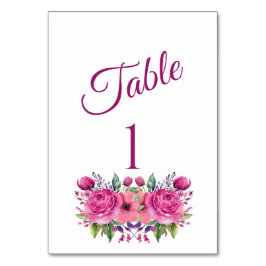 水彩桃色の花花束結婚の –  テーブルナンバー