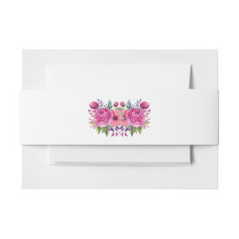 水彩桃色の花花束結婚の –  招待状ベリーバンド