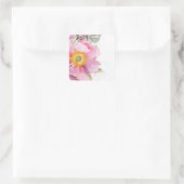 水彩桃色の花 スクエアシール (バッグ)