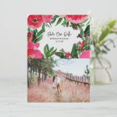 水彩桃色アネモン結婚の写真 セーブザデート (スタンド正面)