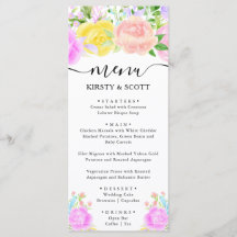 水彩桃色イエローブルー結婚花