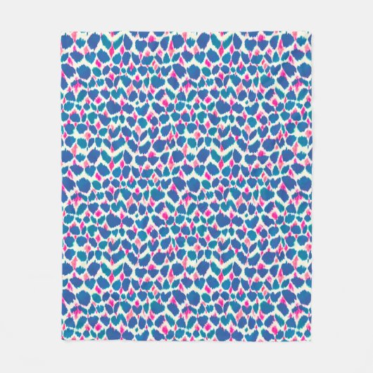 水彩桃色インスパイア青ボホドット フリースブランケット (正面)