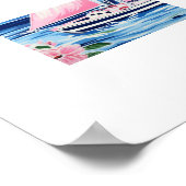 水彩桃色カラフル帆船コースタルブルー ポスター (角)