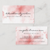 水彩桃色グラデーションメイクアップアーティスト美容師 名刺 (正面/裏面)