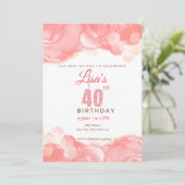 水彩桃色グリッター40歳 招待状 (スタンド正面)