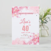 水彩桃色グリッター40歳 招待状 (スタンド正面)
