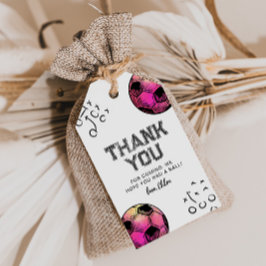 水彩桃色サッカーメッセージカード ギフトタグ