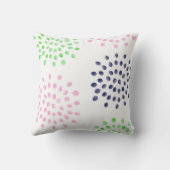 水彩桃色ネイビーグリーン花 クッション (裏面)