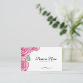 水彩桃色バラ服店 名刺 (スタンド正面)
