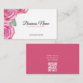 水彩桃色バラ服店 名刺 (正面/裏面)