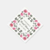 水彩桃色バラ花の擬人化 スタンダードカクテルナプキン (角)