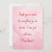 水彩桃色バラ花母の日芸術的 サンキューカード (裏面)