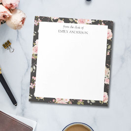 水彩桃色バラ花花花柄 ノートパッド