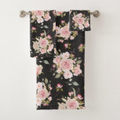 水彩桃色バラ花花花柄 バスタオルセット (インサイチュ)