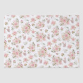 水彩桃色バラ花花花柄 薄葉紙 (正面)