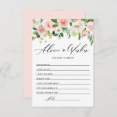 水彩桃色ピーチ花模様の願いベビー アドバイスカード (正面/裏面)