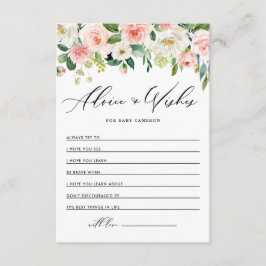 水彩桃色ピーチ花模様の願いベビー アドバイスカード