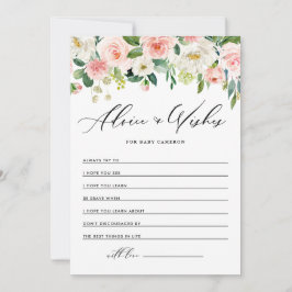 水彩桃色ピーチ花模様の願いベビー アドバイスカード