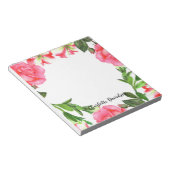 水彩桃色フラワーズサークルリース ノートパッド (アングル)