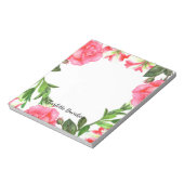 水彩桃色フラワーズサークルリース ノートパッド (回転)