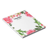水彩桃色フラワーズサークルリース ノートパッド (アングル)