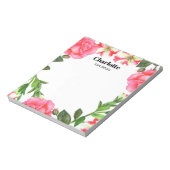 水彩桃色フラワーズサークルリース ノートパッド (回転)