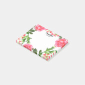 水彩桃色フラワーズサークルリース ポストイット (アングル)