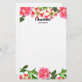 水彩桃色フラワーズサークルリース 便箋 (正面/裏面)