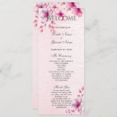 水彩桃色フラワーズ結婚式 プログラム (正面/裏面)