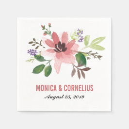 水彩桃色フラワーバースト |結婚披露宴 スタンダードカクテルナプキン