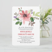 水彩桃色フラワーバースト | 結婚s 招待状 (スタンド正面)