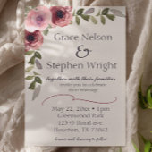 水彩桃色フラワー結婚ズイベント招待状 招待状