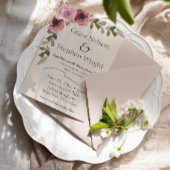 水彩桃色フラワー結婚ズイベント招待状 招待状