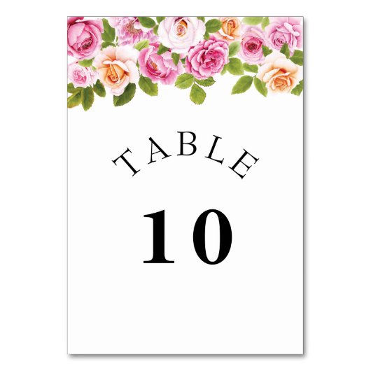 水彩桃色フローラアーチ表番号カード テーブルナンバー (正面)