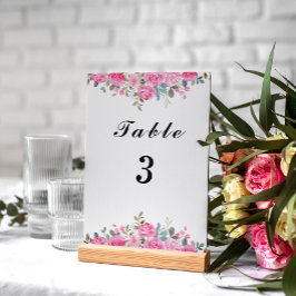 水彩桃色フローラアーチ表番号カード テーブルナンバー