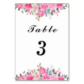 水彩桃色フローラアーチ表番号カード テーブルナンバー (裏面)