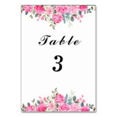 水彩桃色フローラアーチ表番号カード テーブルナンバー (正面)