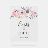 水彩桃色フローラカードとギフト結婚ズ アクリルサイン (正面)