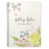 水彩桃色フローラガーリー可愛パーソナライズされた ノートブック (正面)