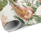 水彩桃色フローラバードシャワーテーブルランナー ラッピングペーパー (ロールコーナー)