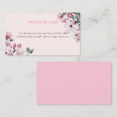 水彩桃色フローラ植物学ブライダルシャワー エンクロージャーカード (正面/裏面)