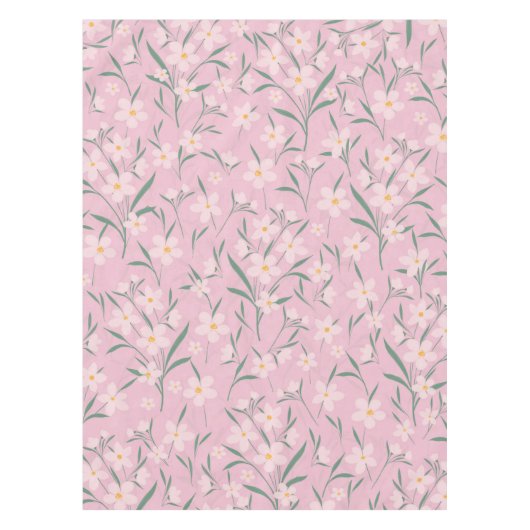 水彩桃色フローラ植物性淡い色のピンクデザイン テーブルクロス (正面)