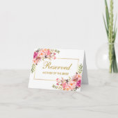水彩桃色フローラ結婚の予約名場所 カード (正面)