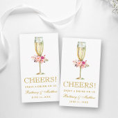 水彩桃色フローラ結婚ズ飲料チケットカード エンクロージャーカード