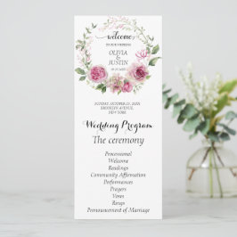水彩桃色フローラ結婚式プログラム